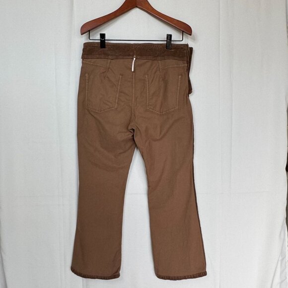 Free People In My Feelings Brown Cropped Bootcut Stretch Corduroy Pant Large - Picture 9 of 13